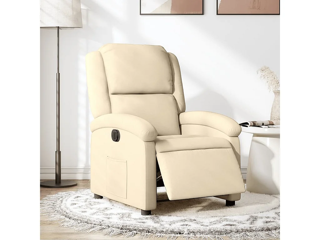 Fauteuil inclinable électrique Crème Tissu REO13472