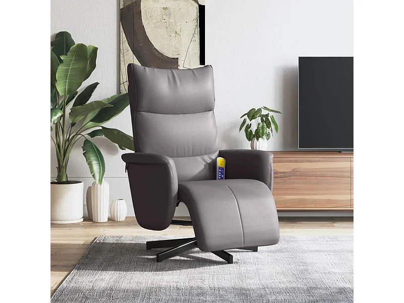 Fauteuil inclinable de massage repose-pieds gris similicuir REO20685