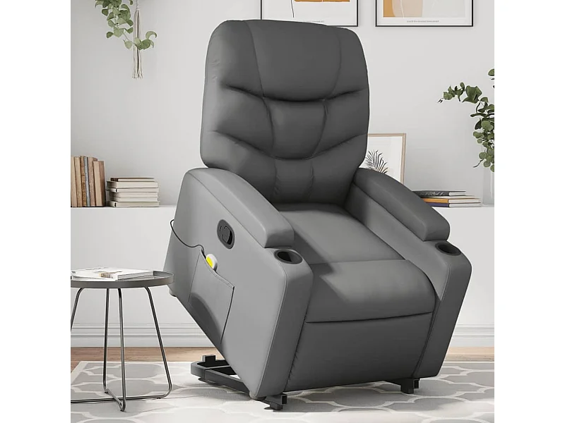 Fauteuil inclinable de massage Gris Similicuir REO89809