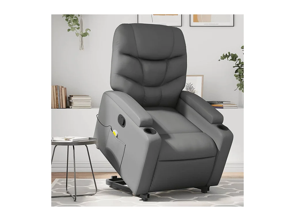 Fauteuil inclinable de massage Gris Similicuir REO89809
