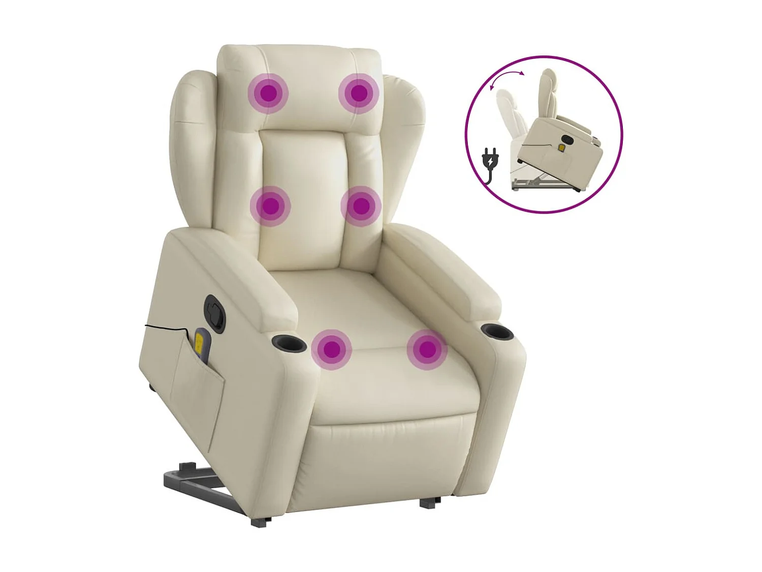 Fauteuil inclinable de massage Crème Similicuir REO29277