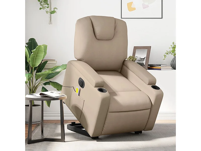 Sillón reclinable de masaje eléctrico cuero sintético capuchino YOE74449