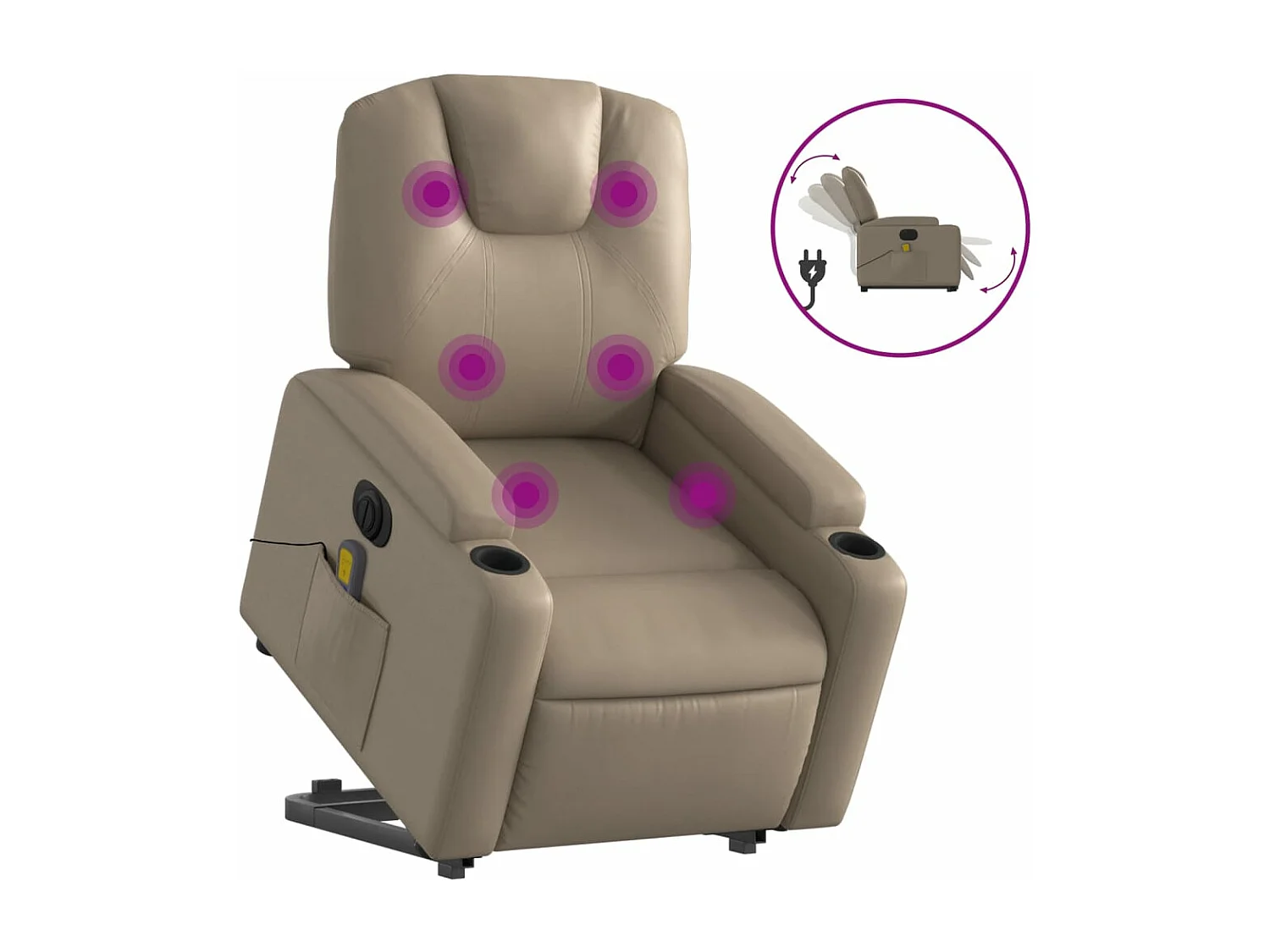 Fauteuil inclinable de massage électrique cappuccino similicuir REO38123