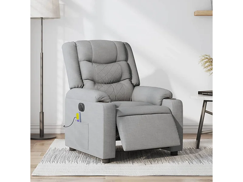 Sillón reclinable de masaje eléctrico tela gris claro YOE66096