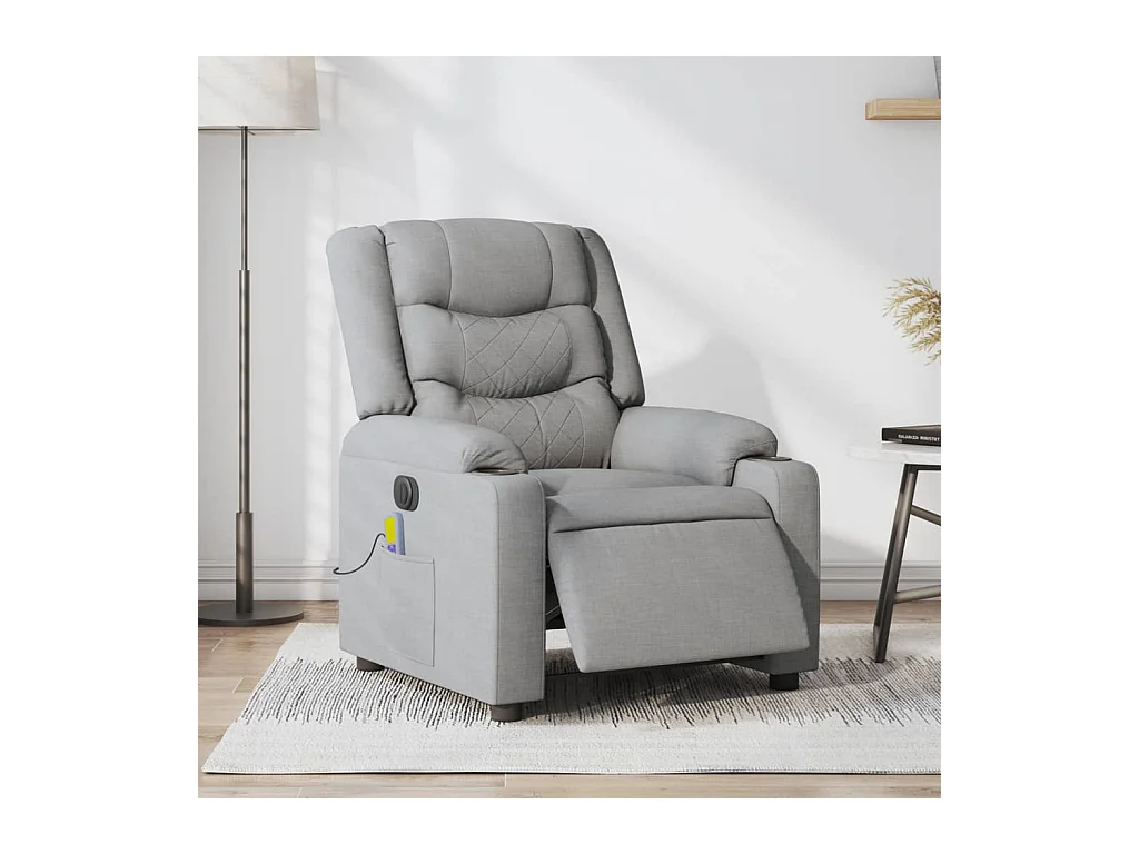 Fauteuil de massage inclinable électrique gris clair tissu REO67499