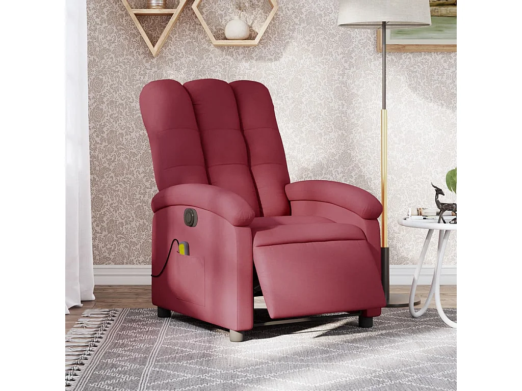 Sillón de masaje reclinable eléctrico tela rojo tinto YOE22416