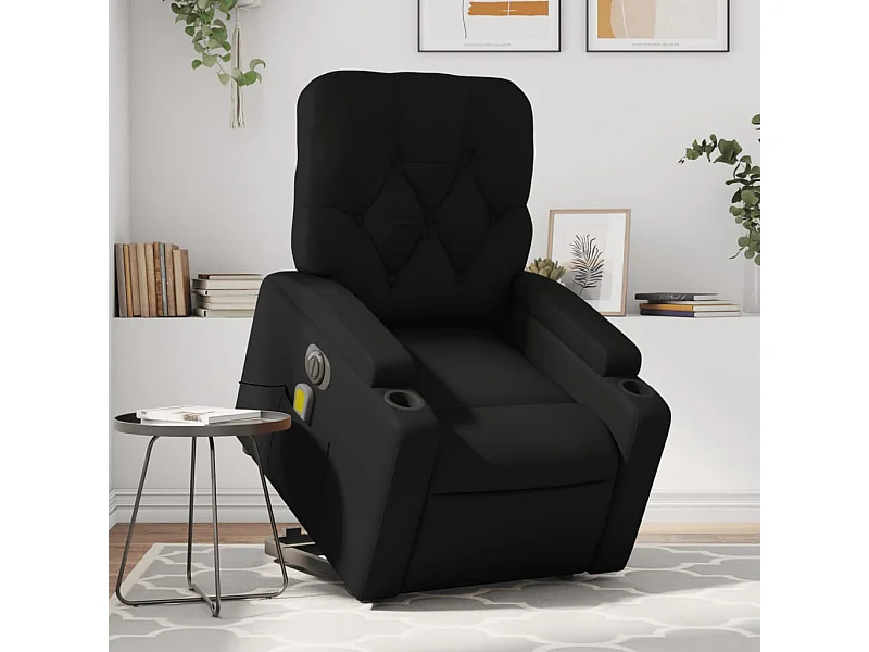 Sillón de masaje elevable eléctrico cuero sintético negro YOE39156