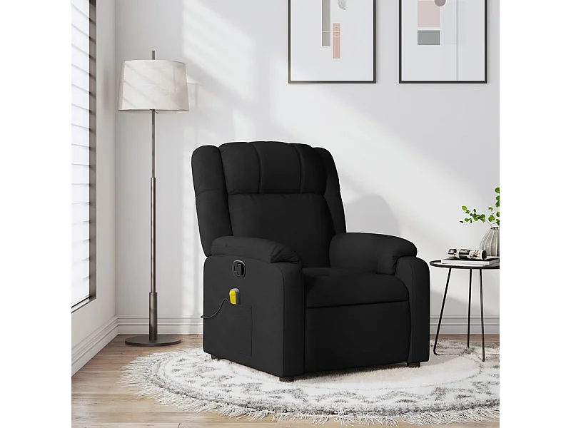 Fauteuil de massage inclinable Noir Tissu REO82341