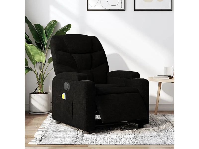 Fauteuil de massage inclinable électrique Noir Tissu REO29532