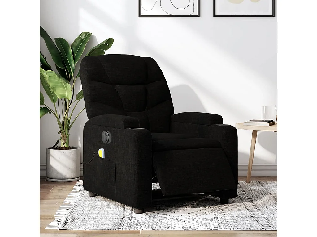 Fauteuil de massage inclinable électrique Noir Tissu REO29532