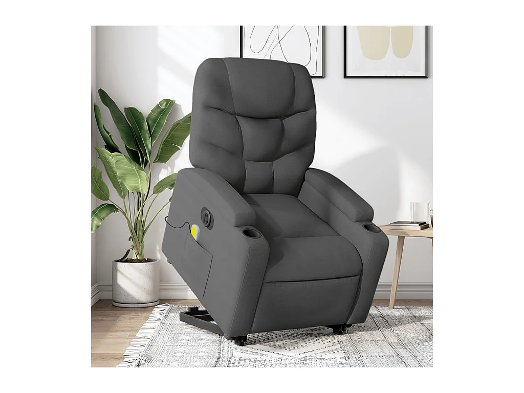 Fauteuil inclinable de massage électrique Gris foncé Tissu REO25848