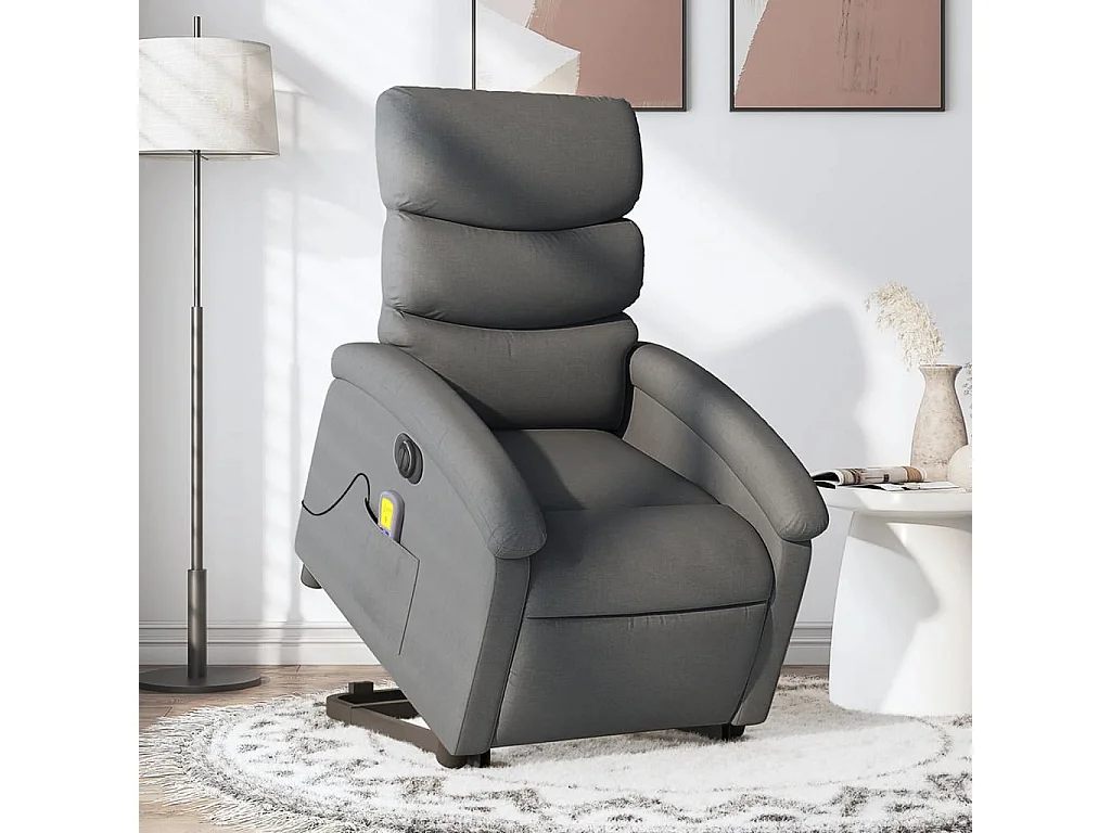 Fauteuil inclinable de massage électrique Gris foncé Tissu REO94533
