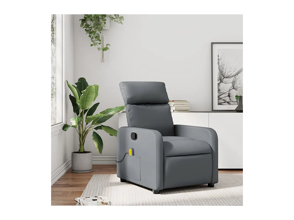 Fauteuil de massage inclinable Gris Similicuir REO17318