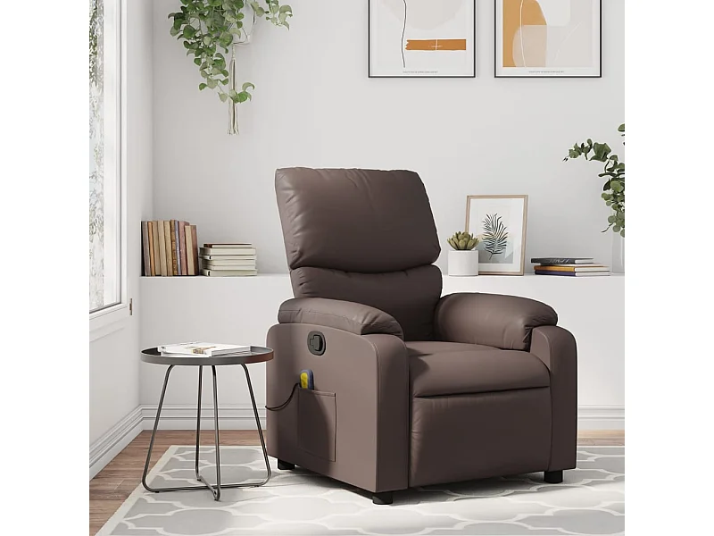 Sillón de masaje reclinable cuero sintético marrón YOE68992