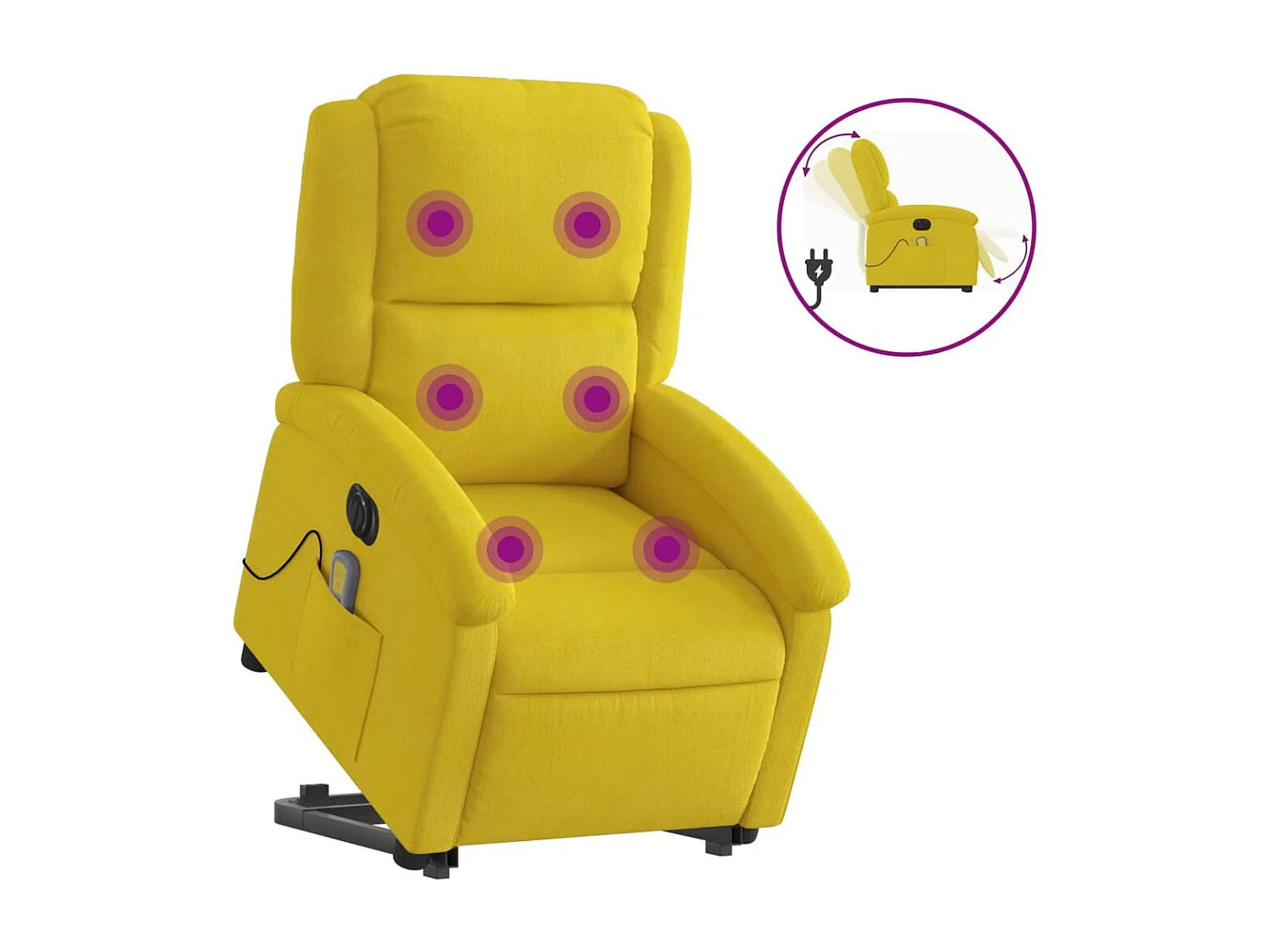 Sillón reclinable masaje eléctrico elevable terciopelo amarillo YOE93170