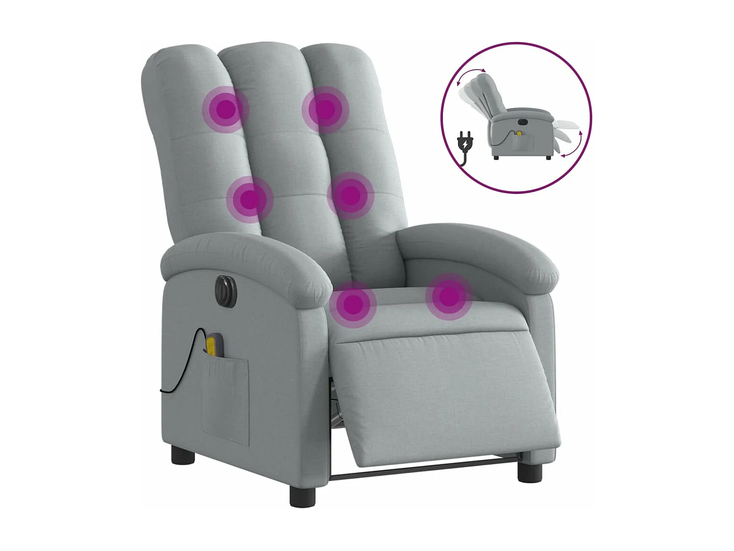 Sillón reclinable de masaje eléctrico tela gris claro YOE88703