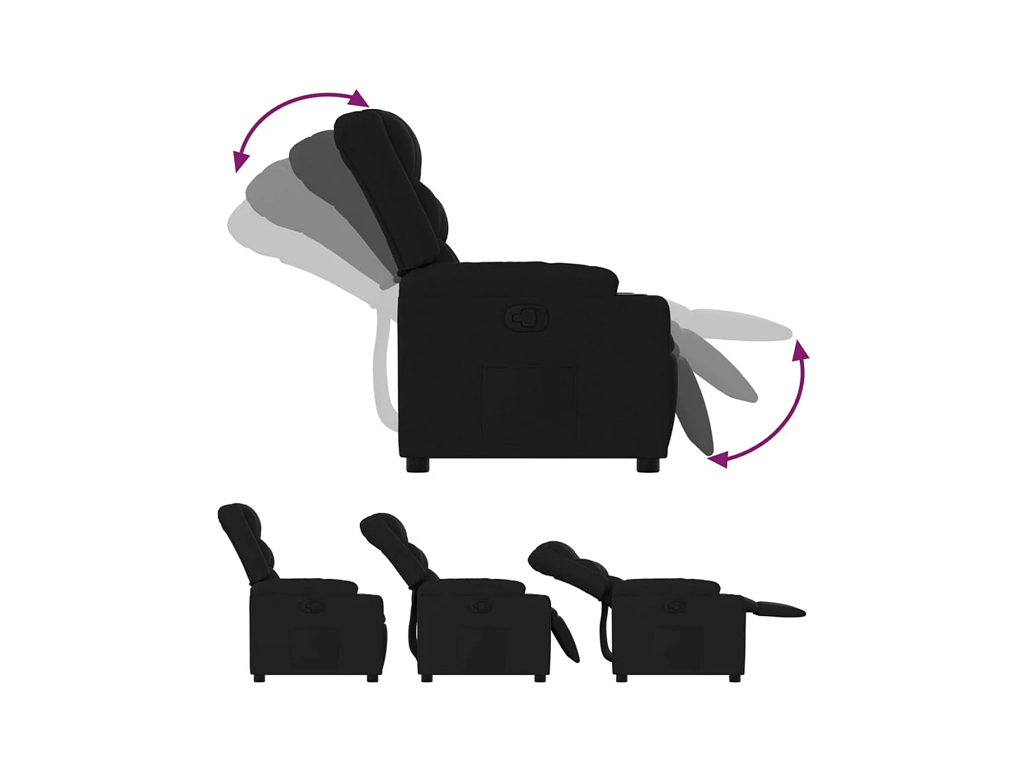 Sillón reclinable de tela negro YOE63740