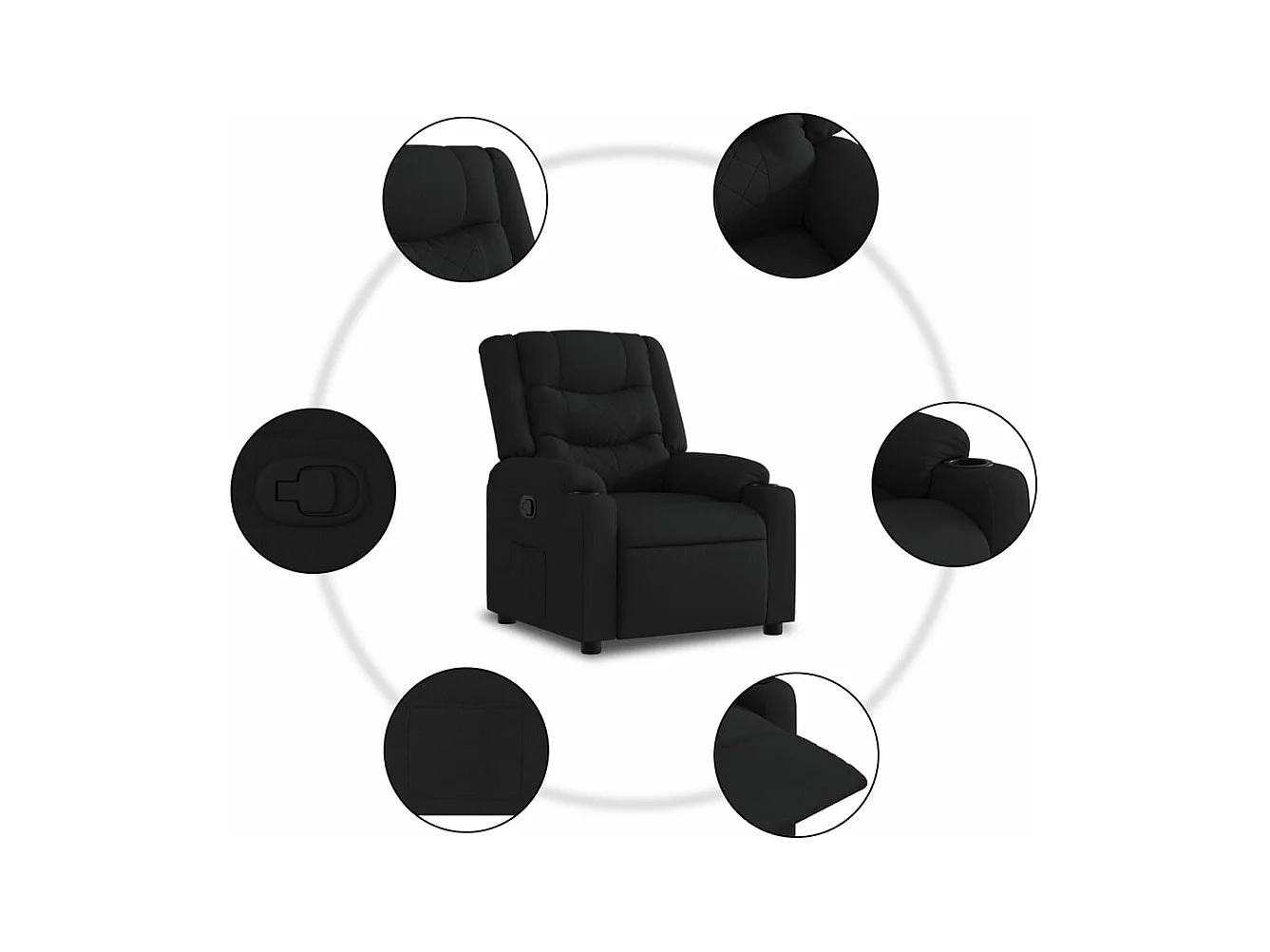 Sillón reclinable de tela negro YOE63740