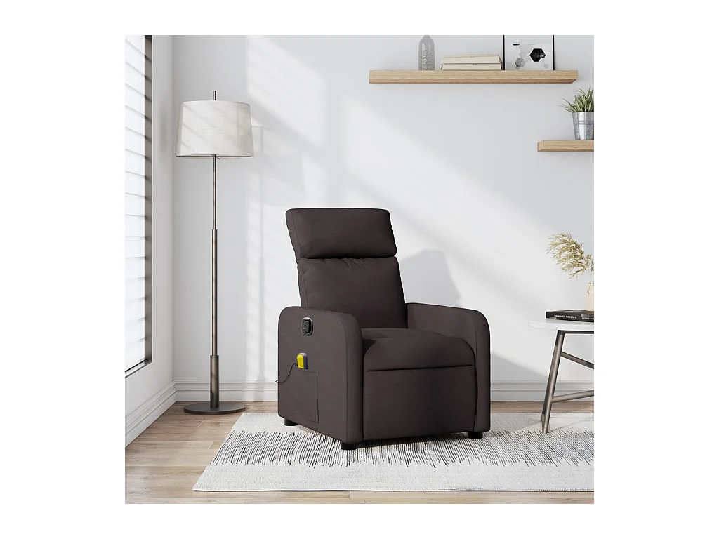 Fauteuil de massage inclinable Marron foncé Tissu REO69015