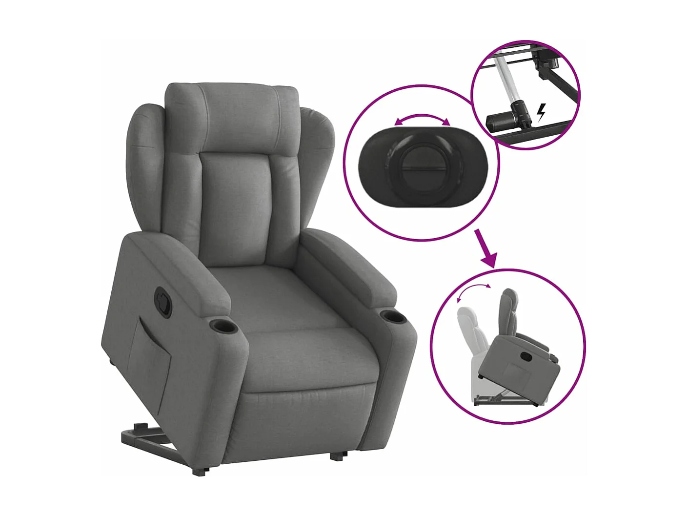 Fauteuil inclinable Gris foncé Tissu REO30643