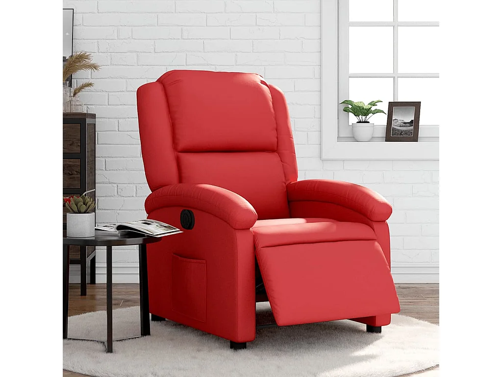 Fauteuil inclinable électrique Rouge Similicuir REO49403