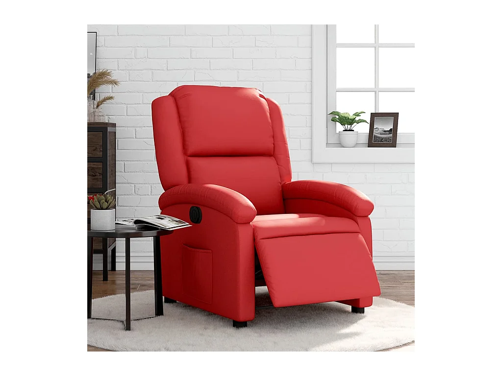 Sillón reclinable eléctrico de cuero sintético rojo YOE89668