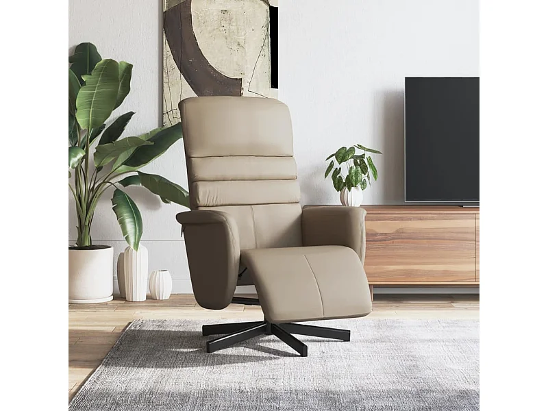 Fauteuil inclinable avec repose-pieds cappuccino similicuir REO25563