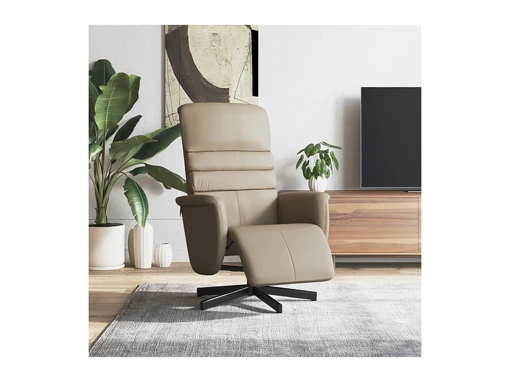 Fauteuil inclinable avec repose-pieds cappuccino similicuir REO25563