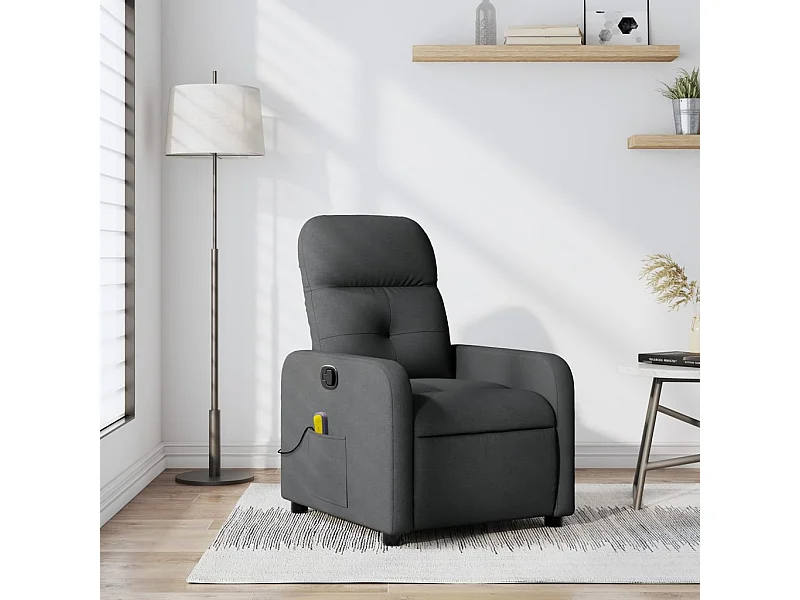 Fauteuil de massage inclinable Gris foncé Tissu REO37772