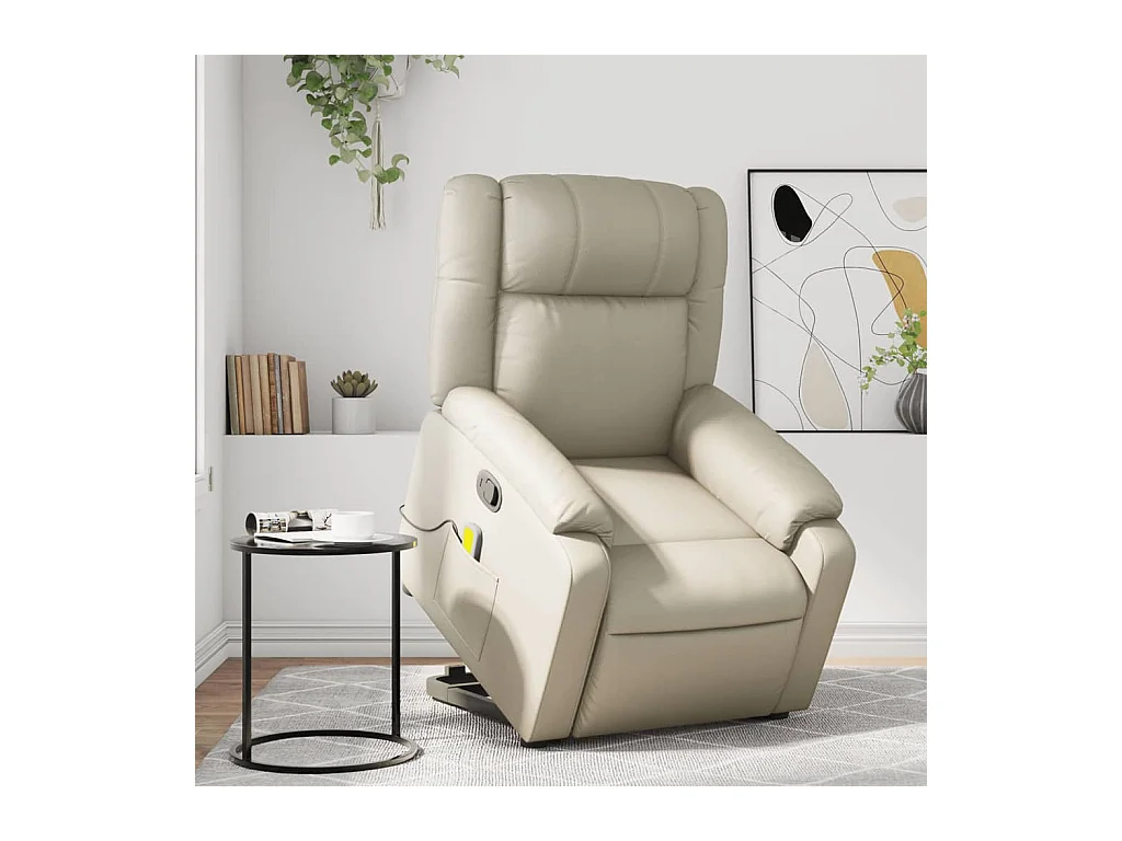 Fauteuil inclinable de massage Crème Similicuir REO85478