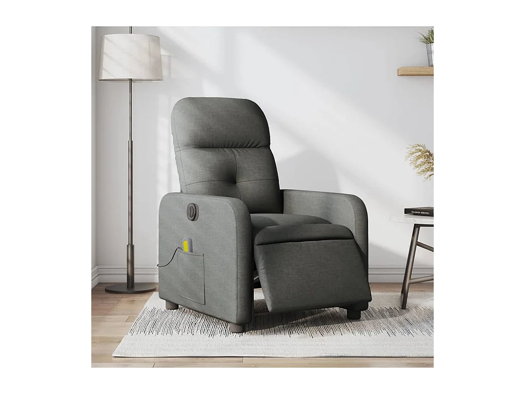 Fauteuil inclinable de massage électrique gris foncé tissu REO91808