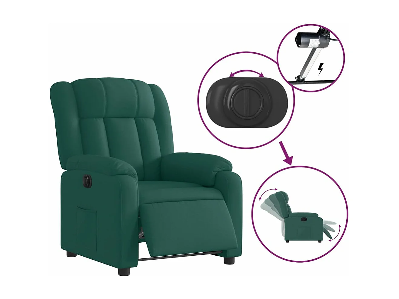 Fauteuil inclinable électrique Vert foncé Tissu REO41829