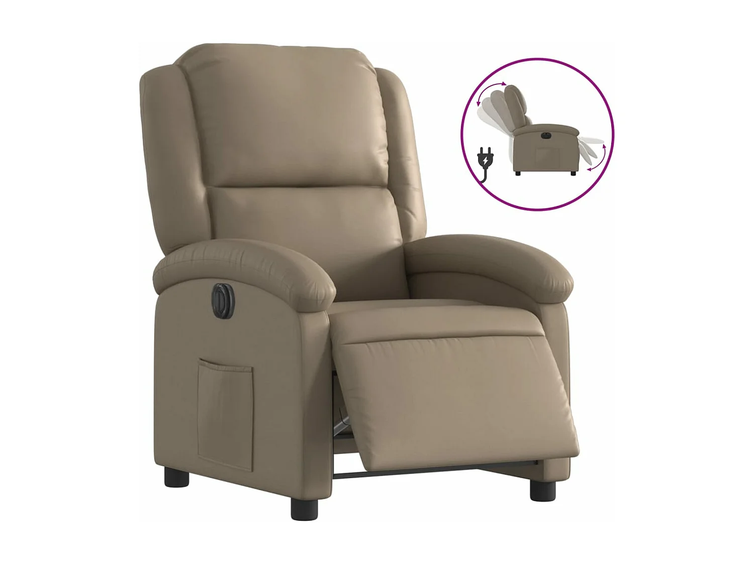 Fauteuil inclinable électrique Cappuccino Similicuir REO40470