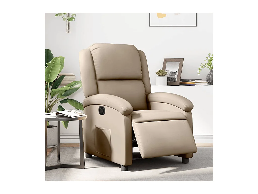 Poltrona reclinável elétrica couro artificial cor cappuccino PT628988