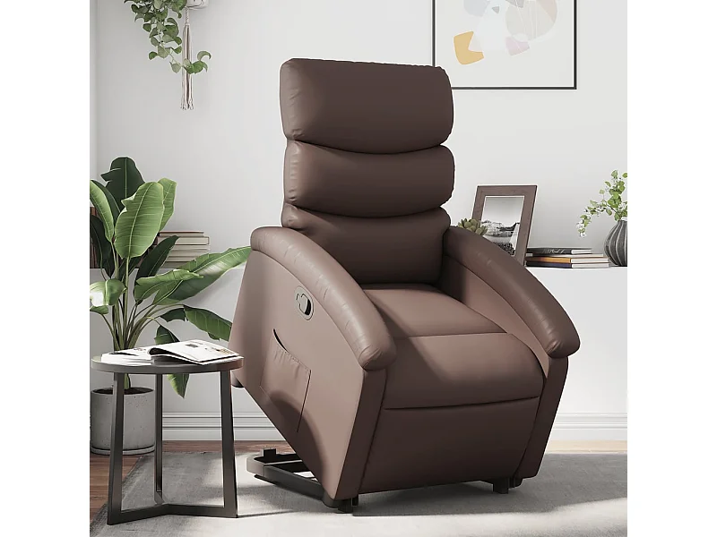 Fauteuil inclinable marron similicuir REO99898