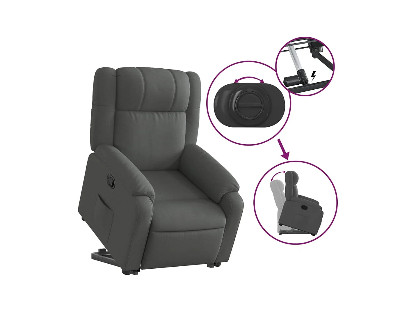 Fauteuil inclinable Gris foncé Tissu REO92165