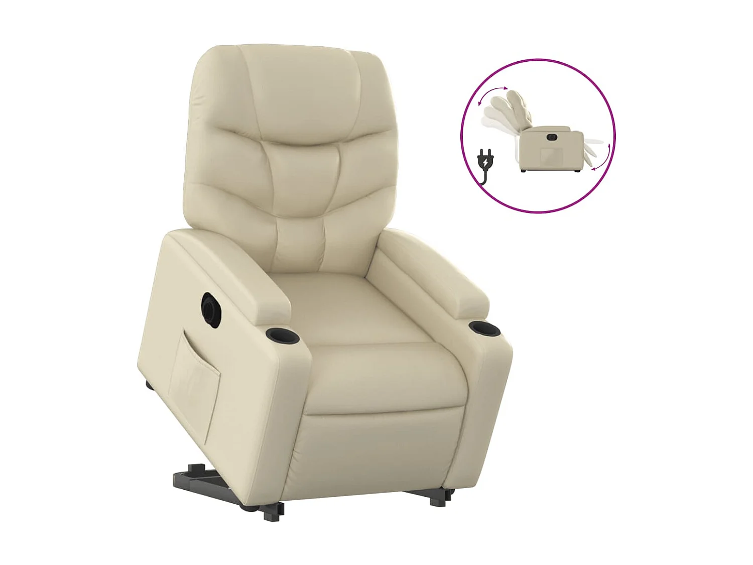 Fauteuil inclinable électrique crème similicuir REO17576