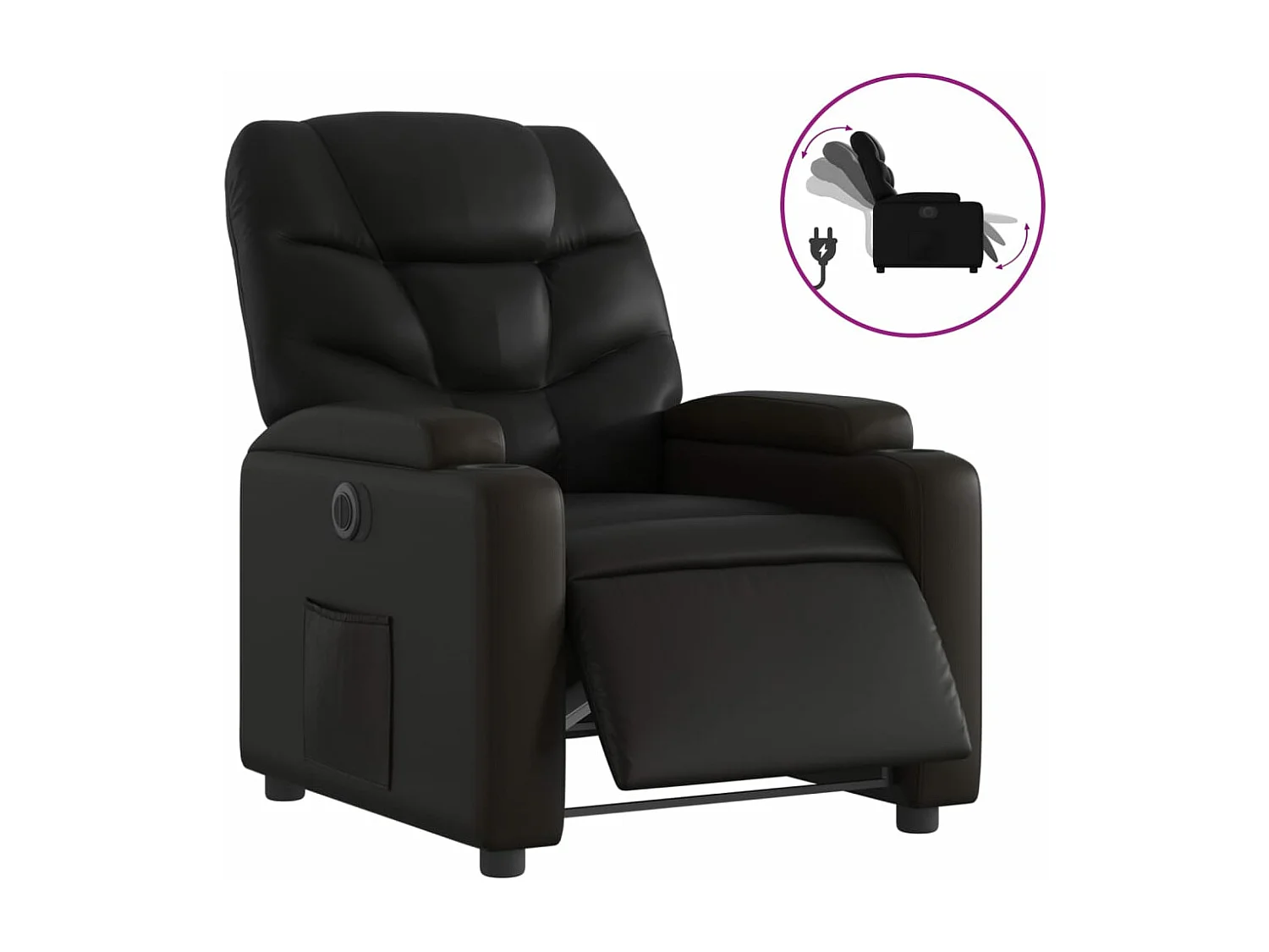 Fauteuil inclinable électrique Noir Similicuir REO83941
