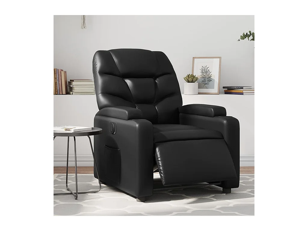 Fauteuil inclinable électrique Noir Similicuir REO83941