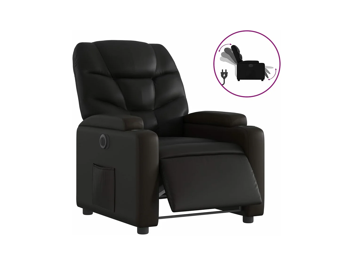 Fauteuil inclinable électrique Noir Similicuir REO83941