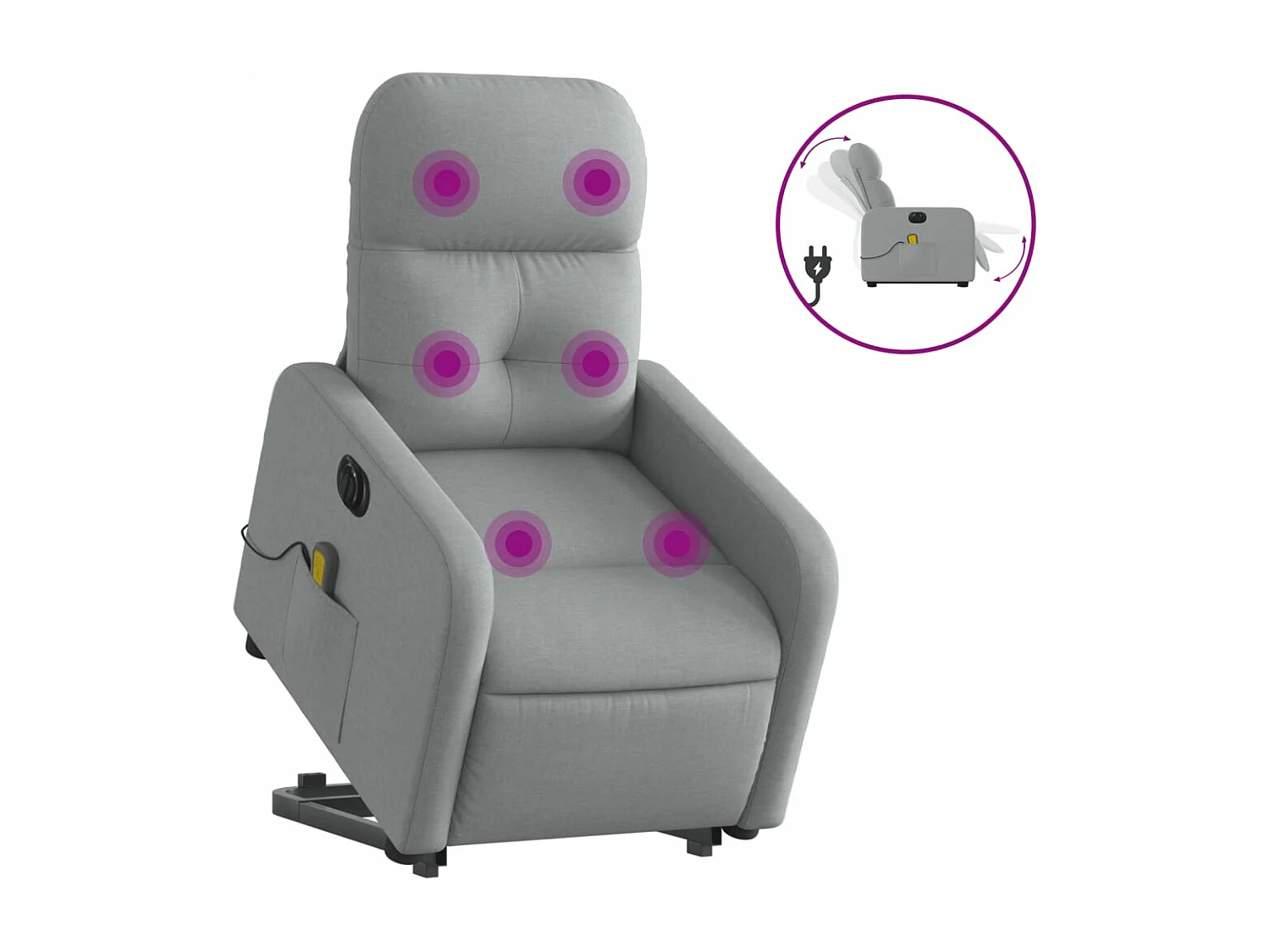 Fauteuil inclinable de massage électrique Gris clair Tissu REO89609