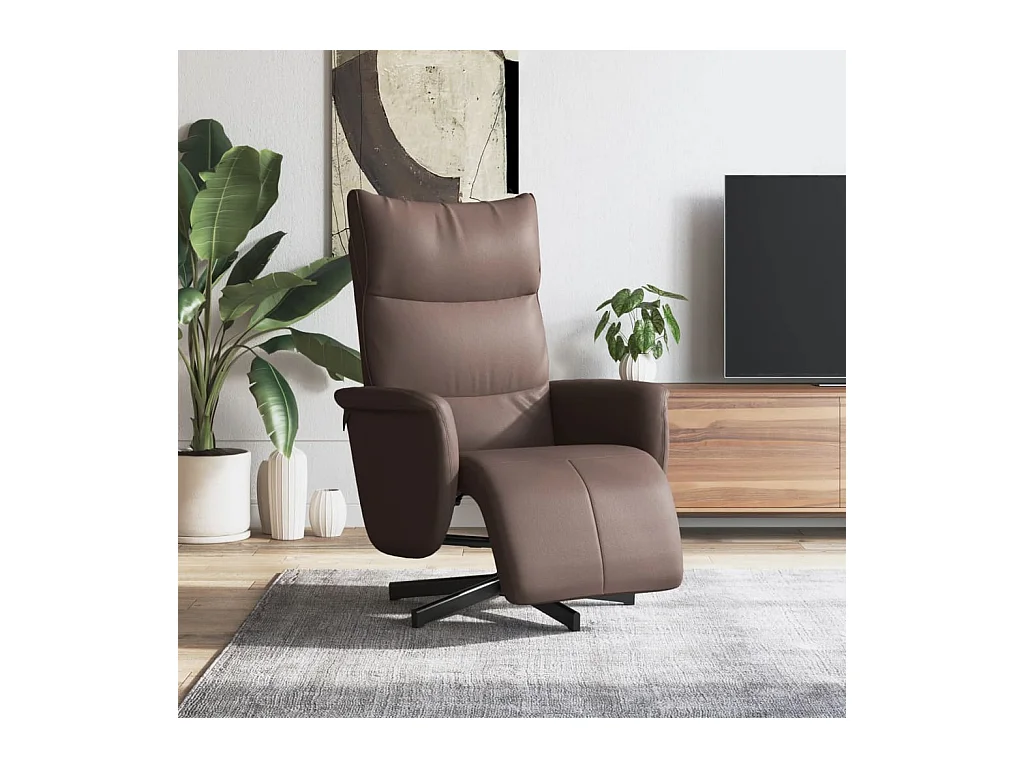 Fauteuil inclinable avec repose-pieds marron similicuir REO19394