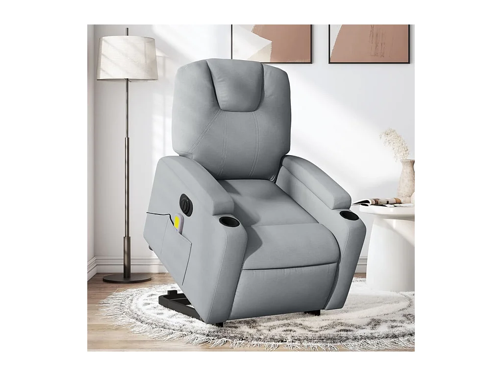 Fauteuil inclinable de massage électrique Gris clair Tissu REO29611