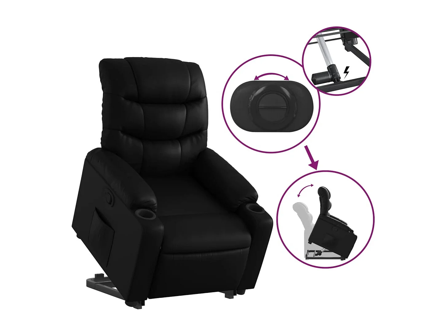 Fauteuil inclinable Noir Similicuir REO41004