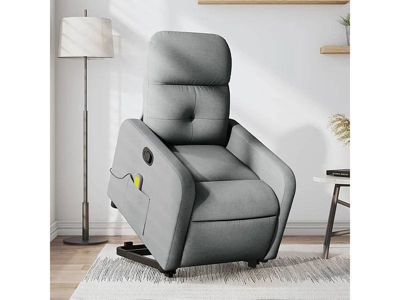 Fauteuil de massage inclinable Gris clair Tissu REO53347