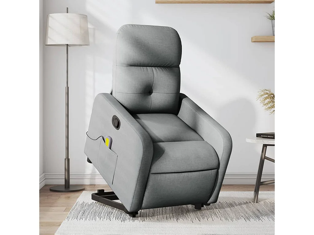 Fauteuil de massage inclinable Gris clair Tissu REO53347
