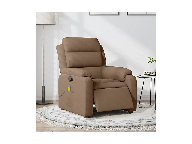 Sillón reclinable de masaje eléctrico tela marrón YOE73521
