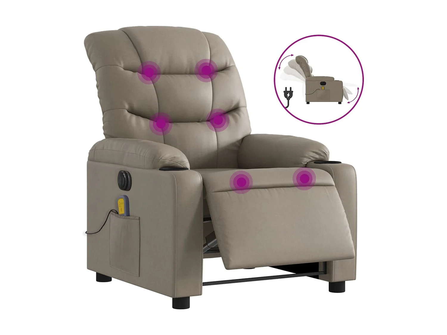 Sillón reclinable de masaje eléctrico cuero sintético capuchino YOE24173