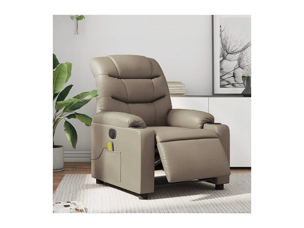 Fauteuil de massage inclinable électrique cappuccino similicuir REO96658