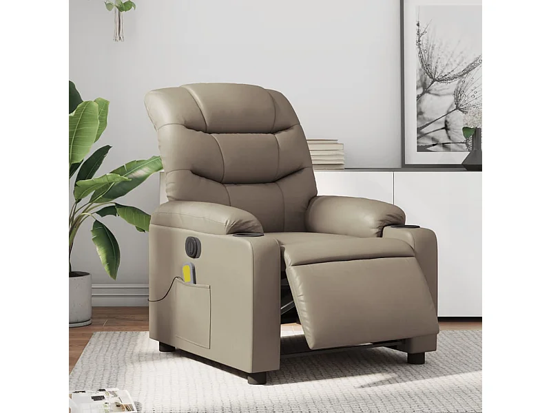 Fauteuil de massage inclinable électrique cappuccino similicuir REO96658
